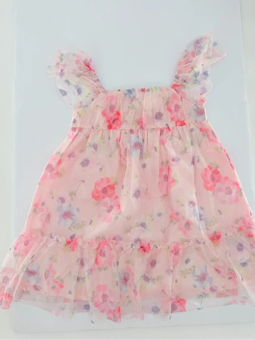 GAP Day Dress in Off-White/Pink/Multi-Coloured, airy tulle dress size XS 4-5